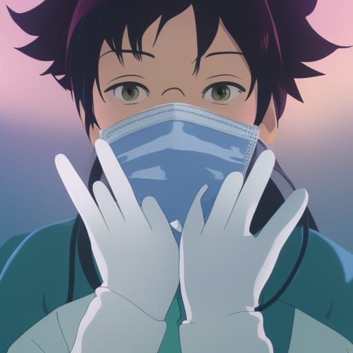 Nurse in Mask, Studio Ghibli Anime Style