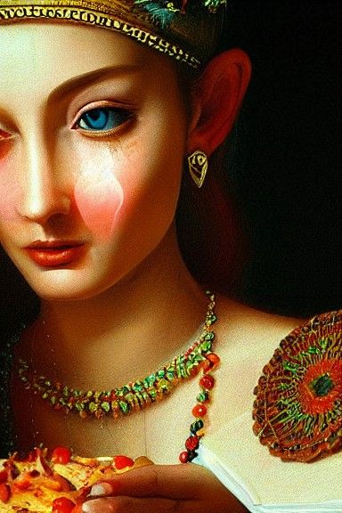 Goddess of Food in Renaissance Folk Art Style