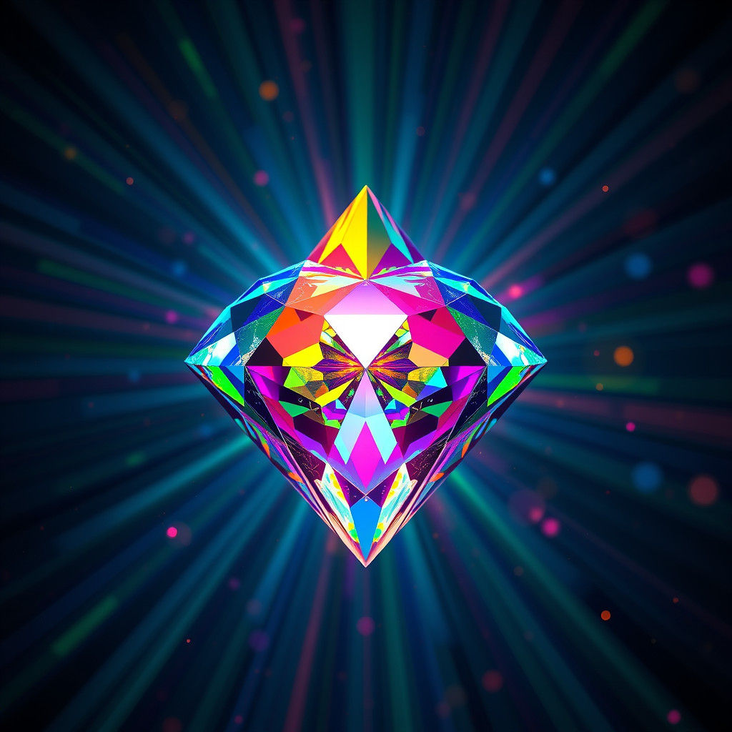 Radiant Diamond with Multiple Colors, Digital Painting