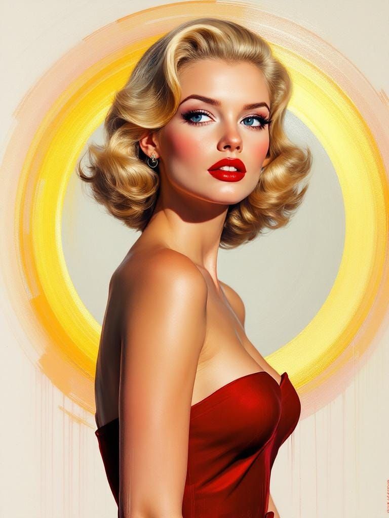 Retro Pin-Up in Sweeping Impasto Style