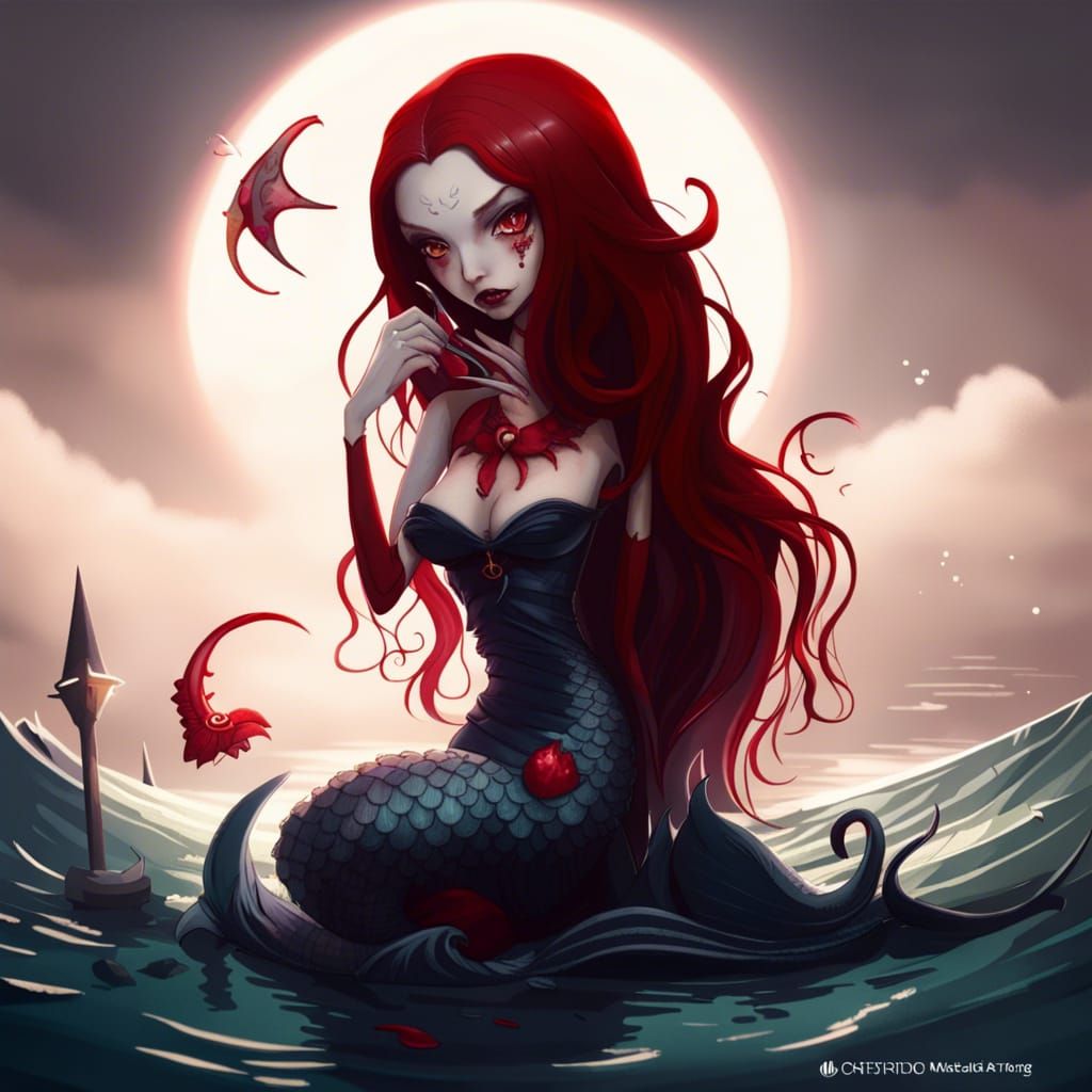 Mysterious Vampire Mermaid Artstation Artwork