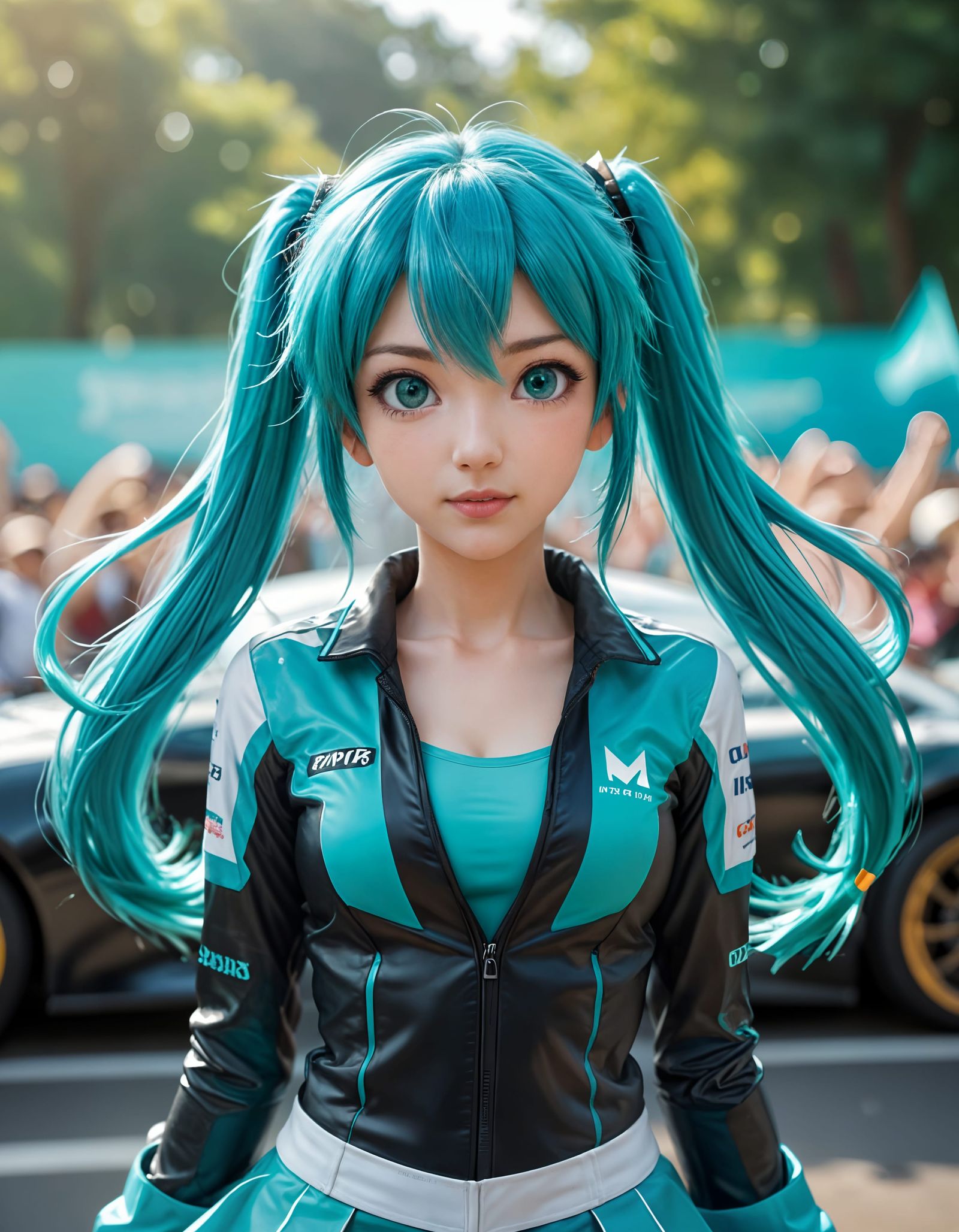 Chibi Racing Miku Celebrates Victory