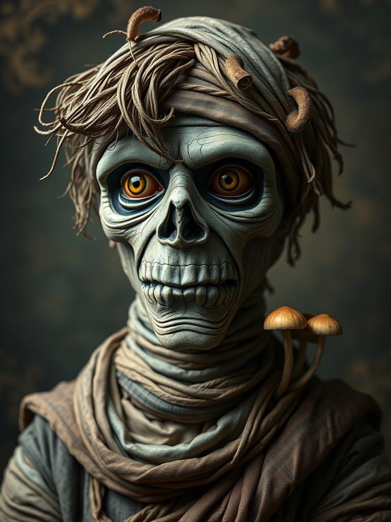Grotesque Mummy Caricature in Realistic Animation Style