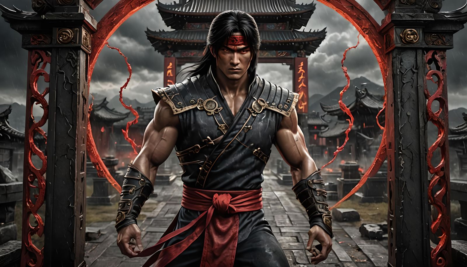 Liu Kang at Time Portal: Hyperrealistic Digital Art
