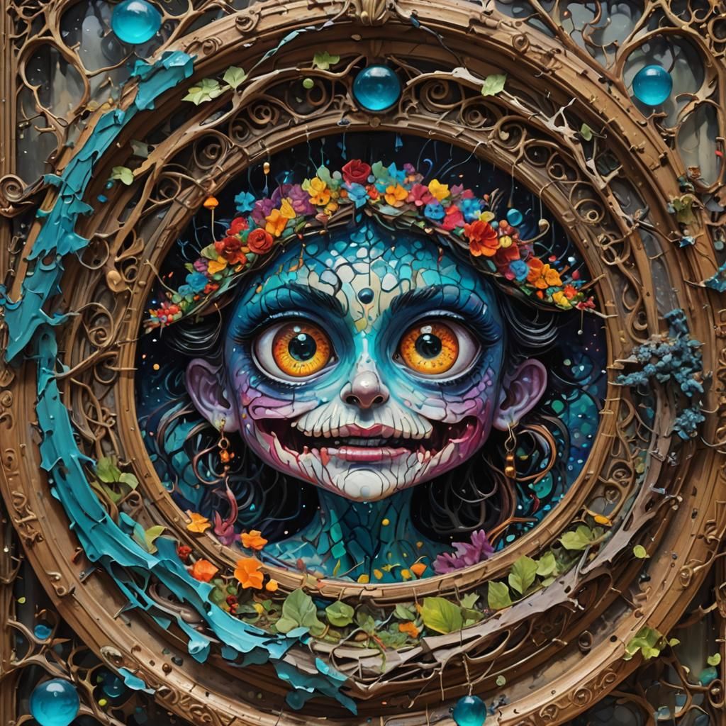 Grinning Cheshire Cat: Trompe-l'oeil Illusion in Digital Art