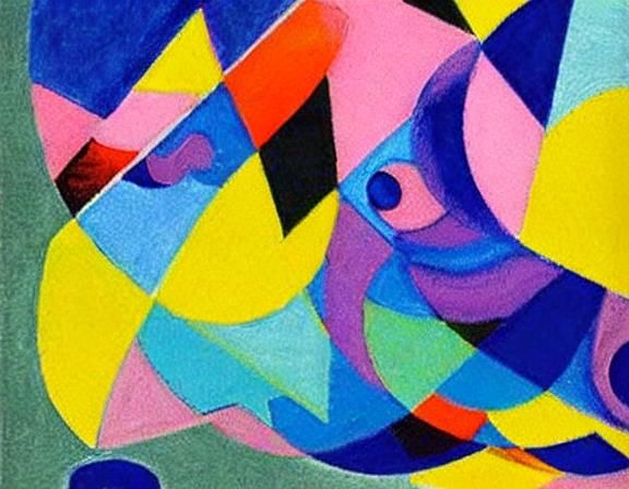 Girl and Cat in Candyland Wonderland, Childlike Crayon Art