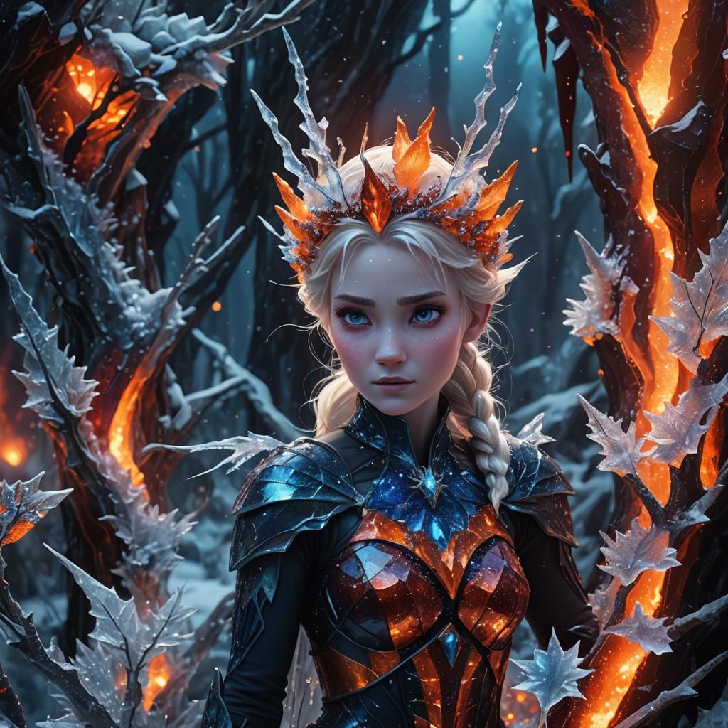 Icy Fairy in Iridescent Magma Forest