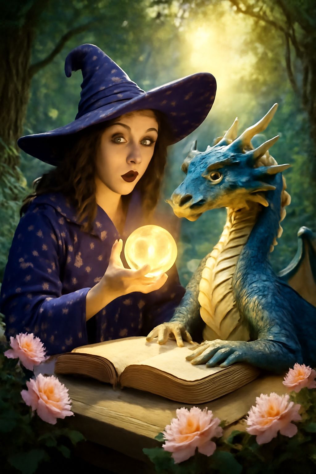 Surprised Witch Gazing at Miniature Scene