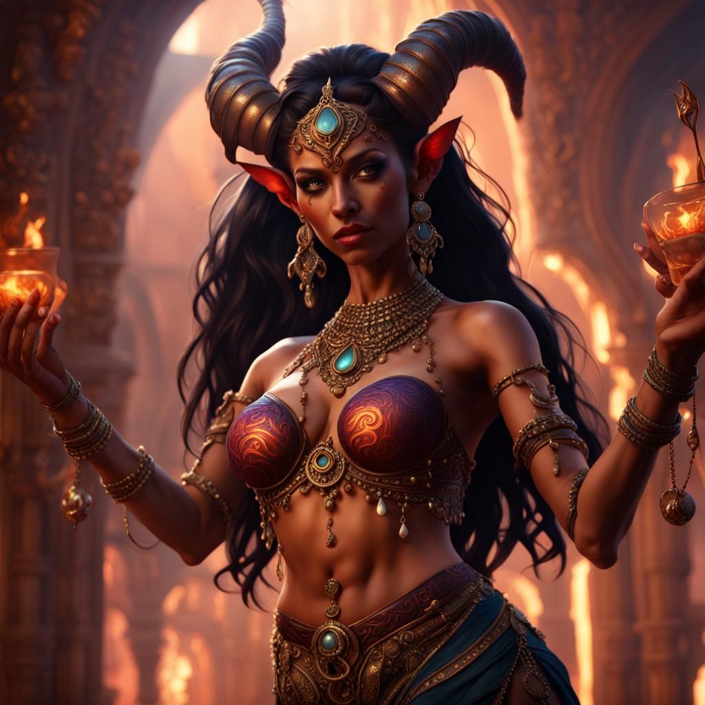 Tiefling Belly Dancer in Fantasy Concept Art