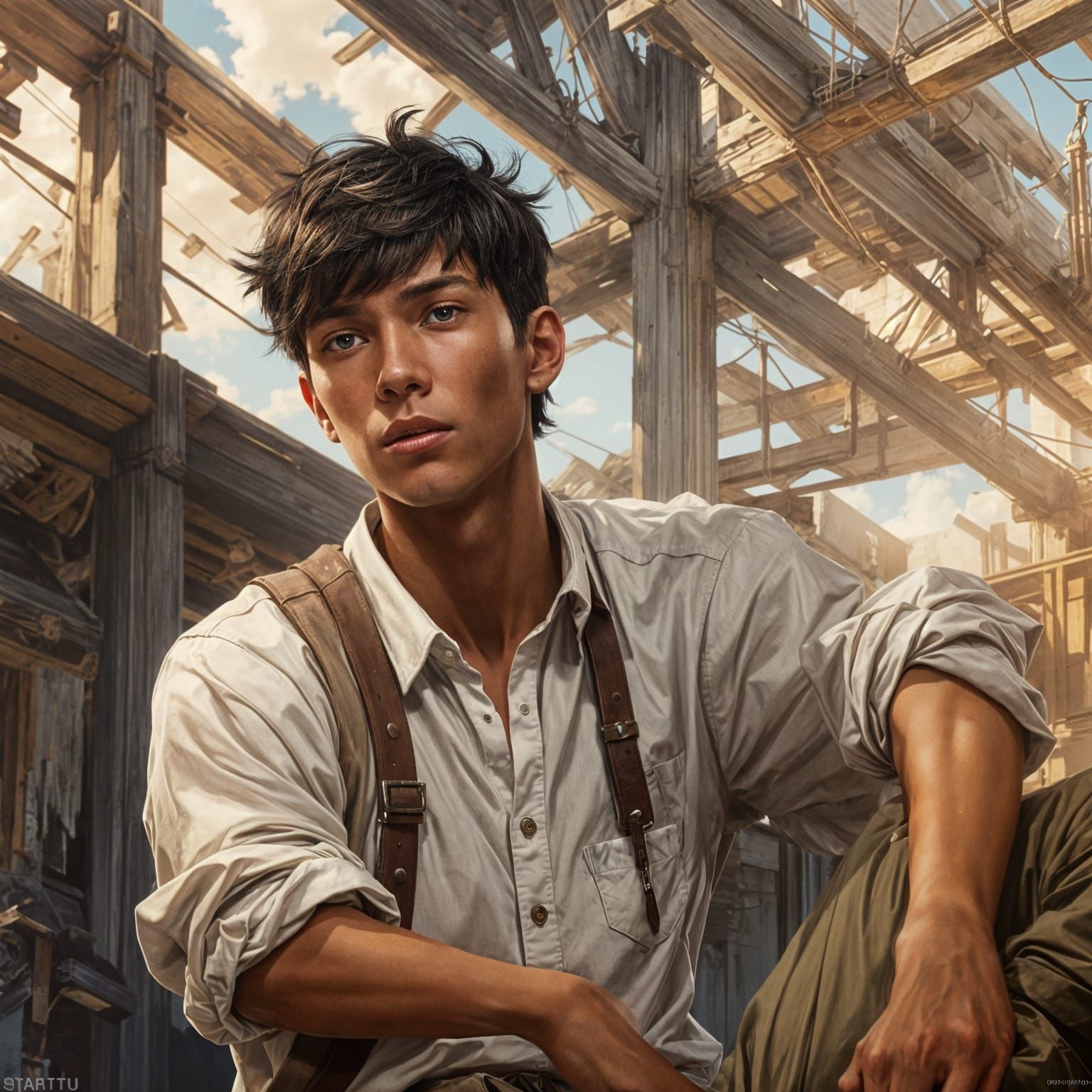 Teen Boy Portrait in Hyperdetailed Digital Art Style