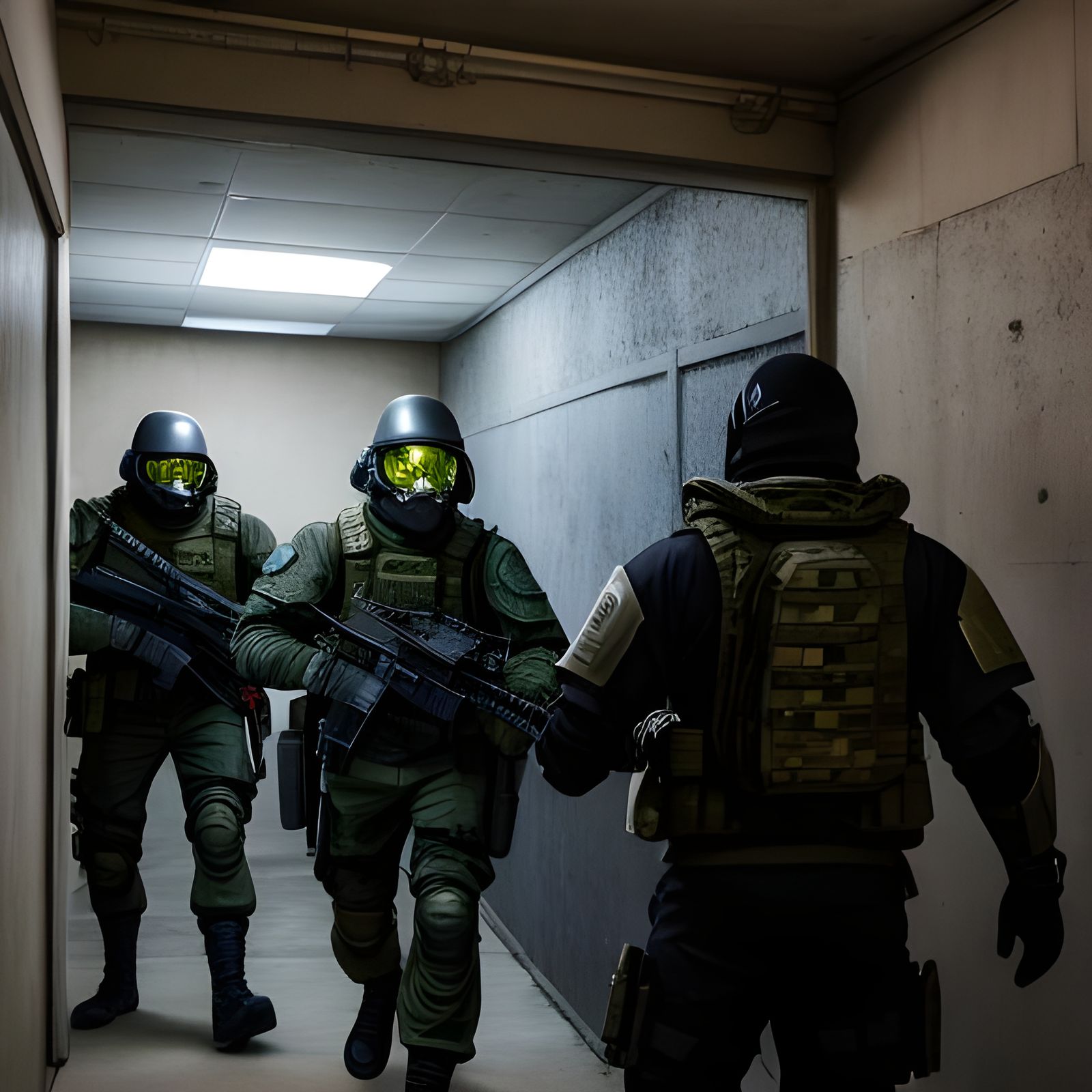Armored Special Forces Explore the Backrooms