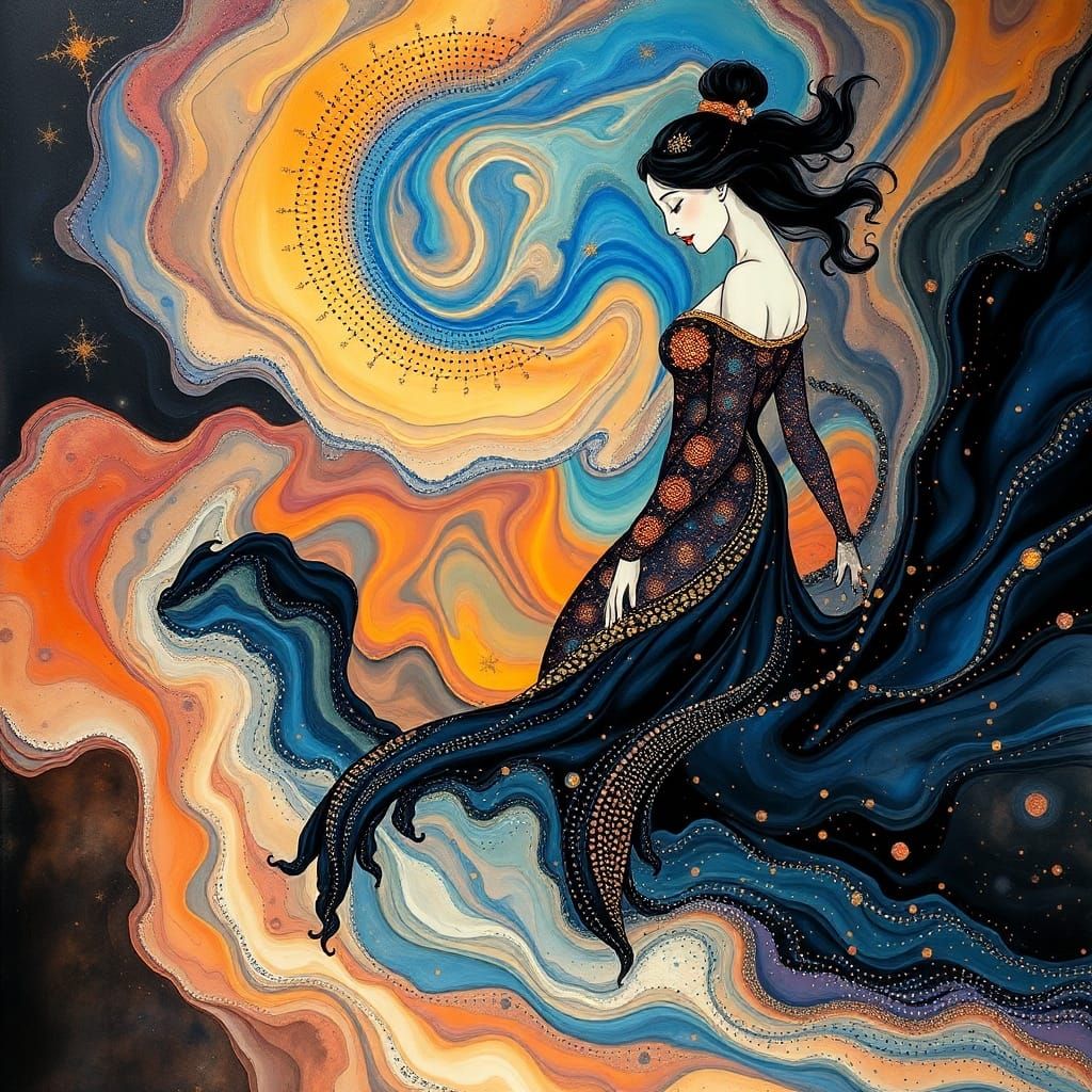 Mystical Lady in Psychedelic Fractal Fusion