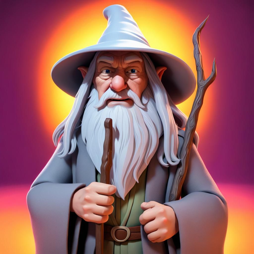 Gandalf Reimagined as Pixar-Style 3D Art