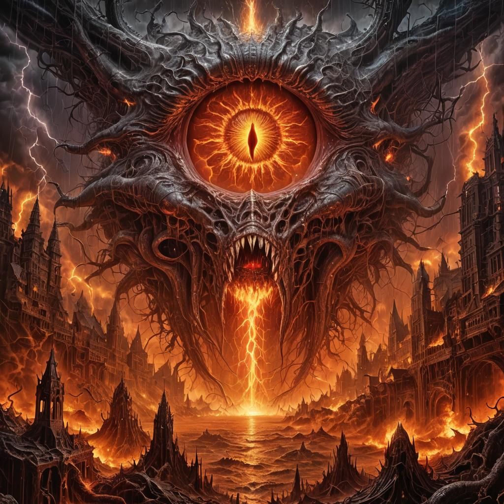 Apocalyptic Eye of Judgement in Gothic Fantasy Style