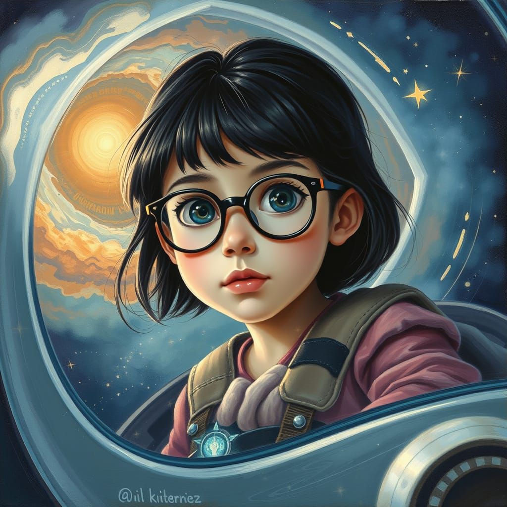 Whimsical Space Pilot in Dreamlike Nebula