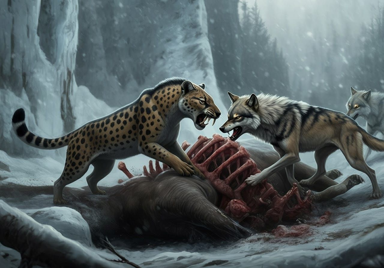 Prehistoric Battle Royale: Dire Wolves vs Smilodon