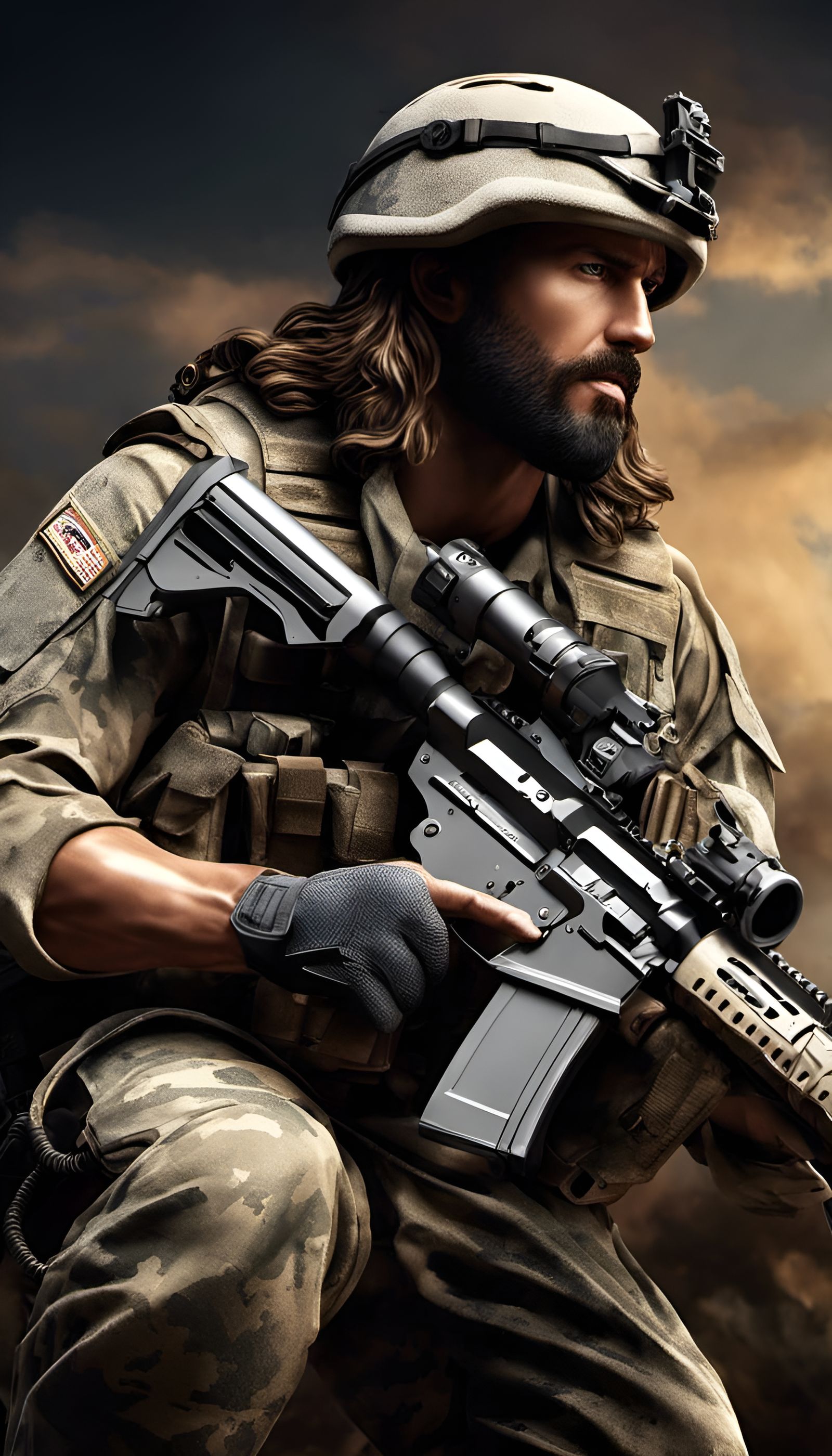 Jesus Christ as Navy SEAL: Hyperrealistic Portrait