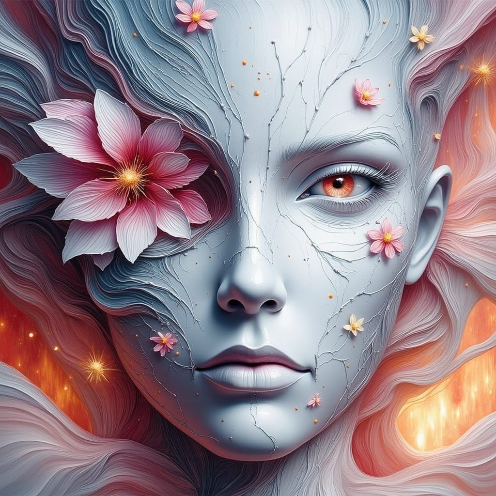 Cyborgs in a Mystical Forest Tapestry