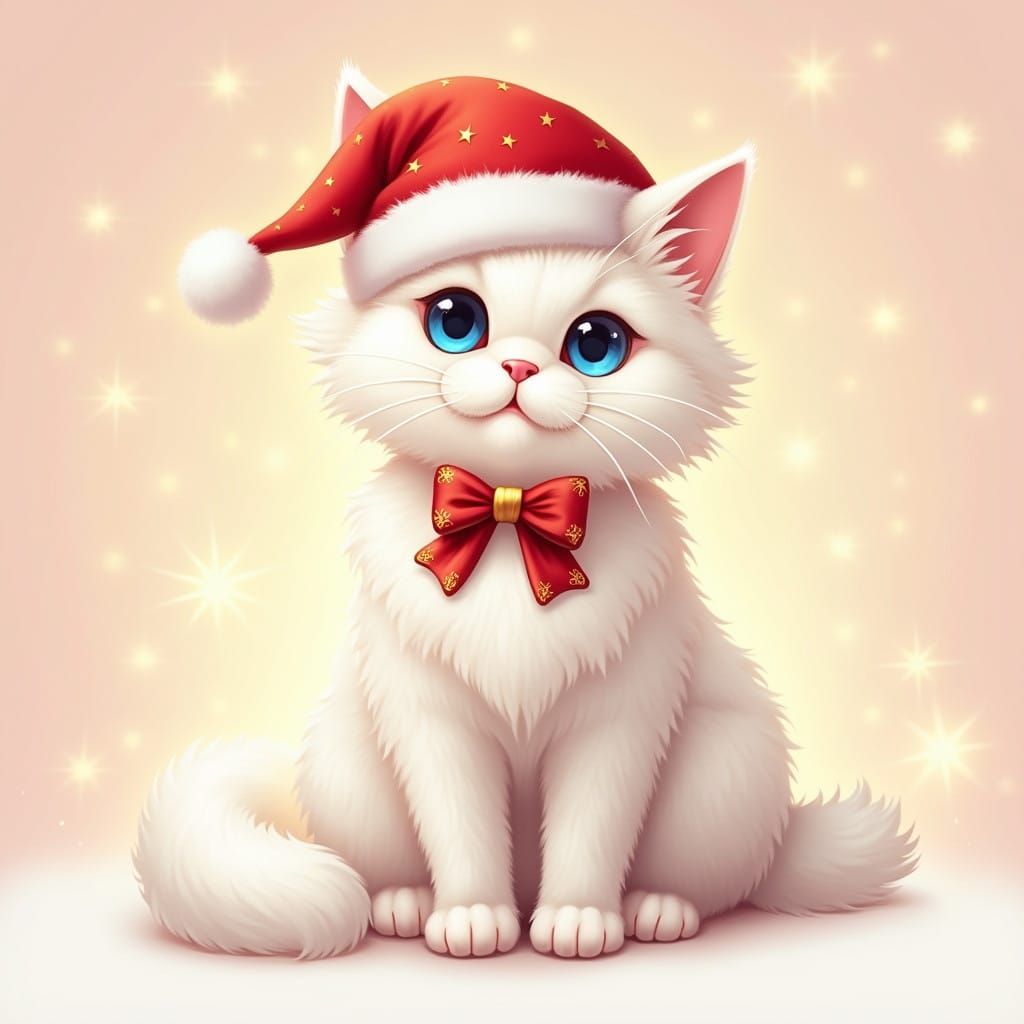 Regal Christmas Cat in Semi-Realistic Style