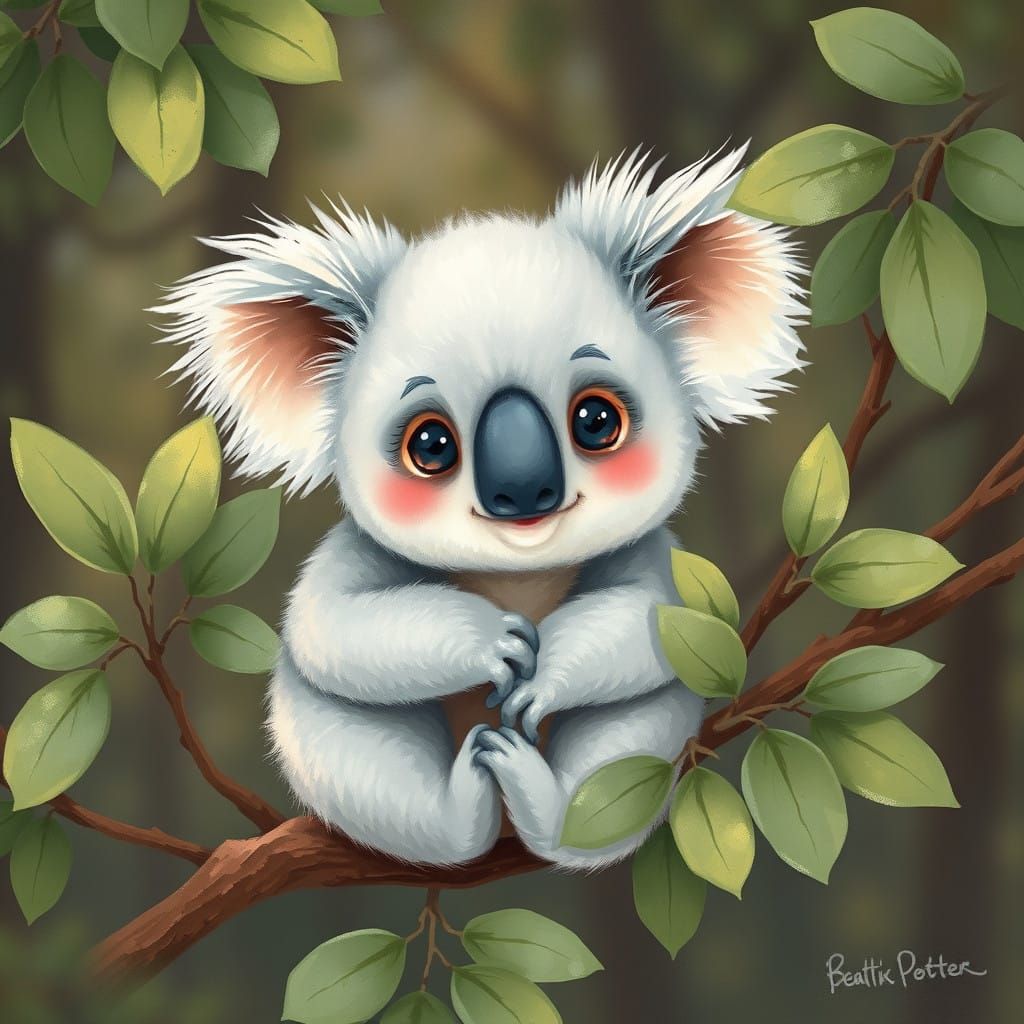 Whimsical Baby Koala in Australian Forest