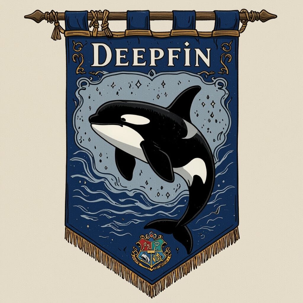 Deepfin Orca School Banner in Traditional Style