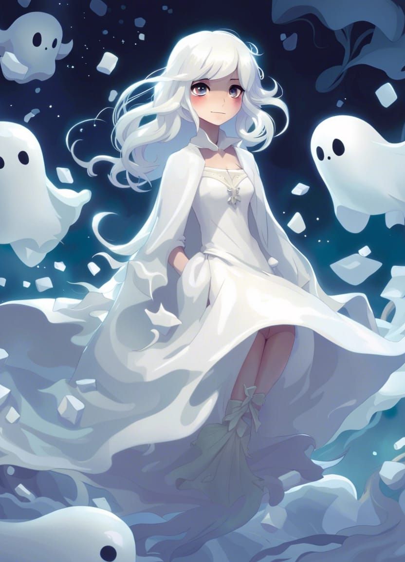 Anime Ghost Girl in White Sheets