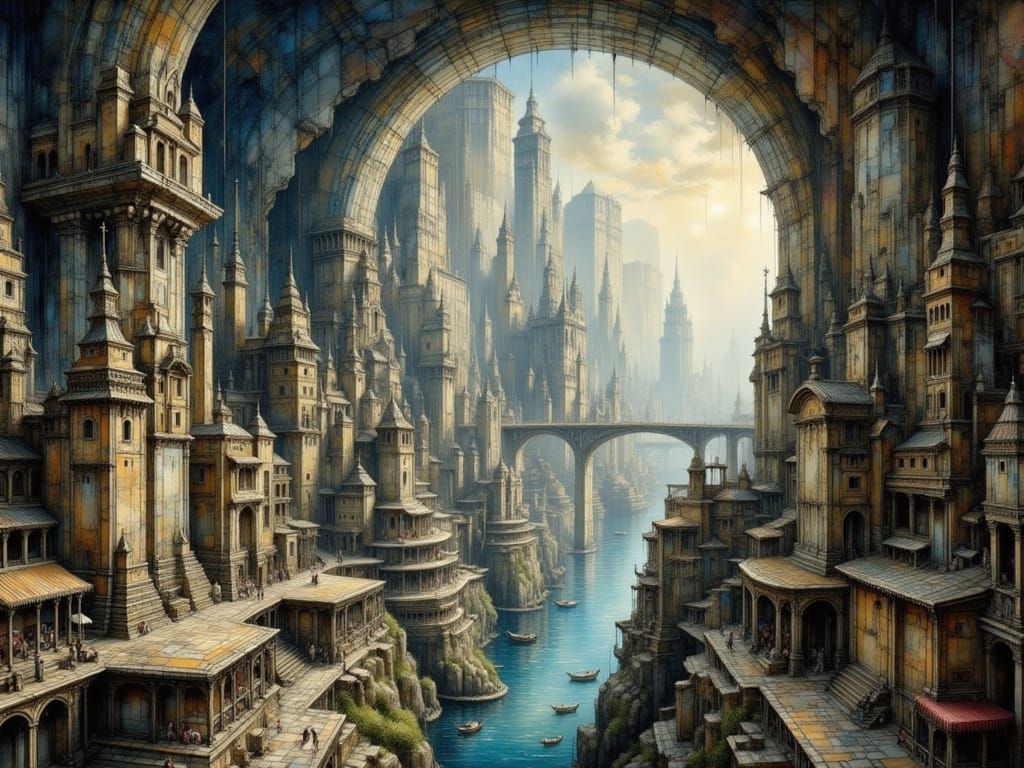 Colossal Cavern City Inspired by Syd Mead