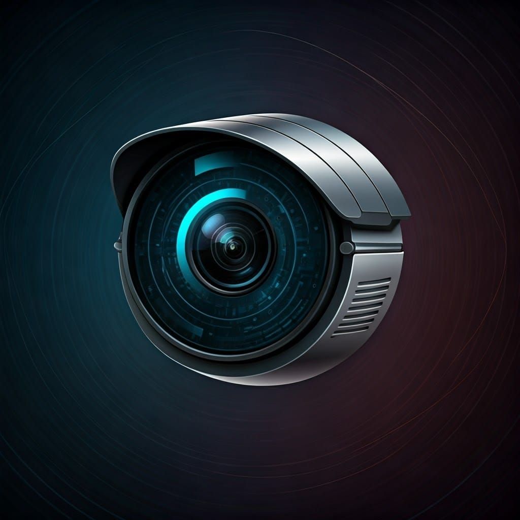 Futuristic Security Camera with Glowing Iris in Digital Art