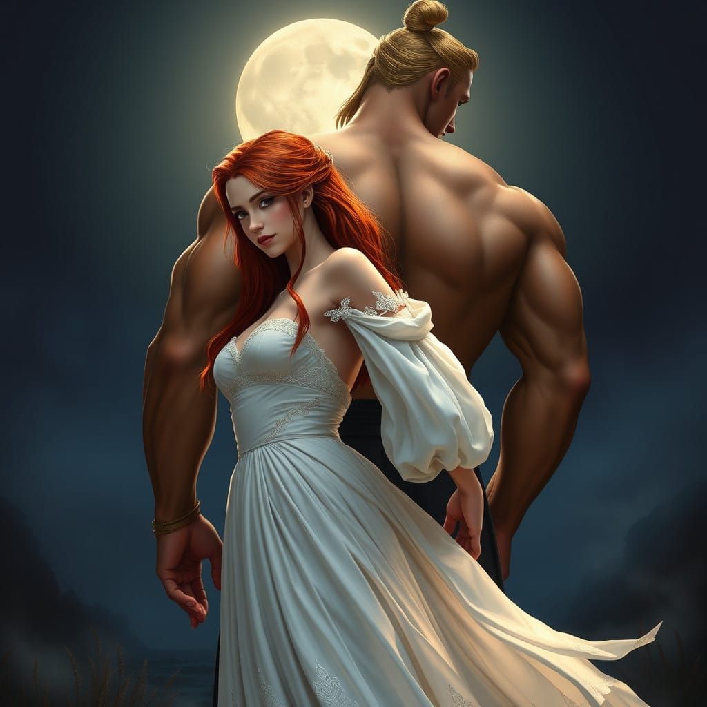 Ethereal Moonlit Couple in Fantasy Art Style