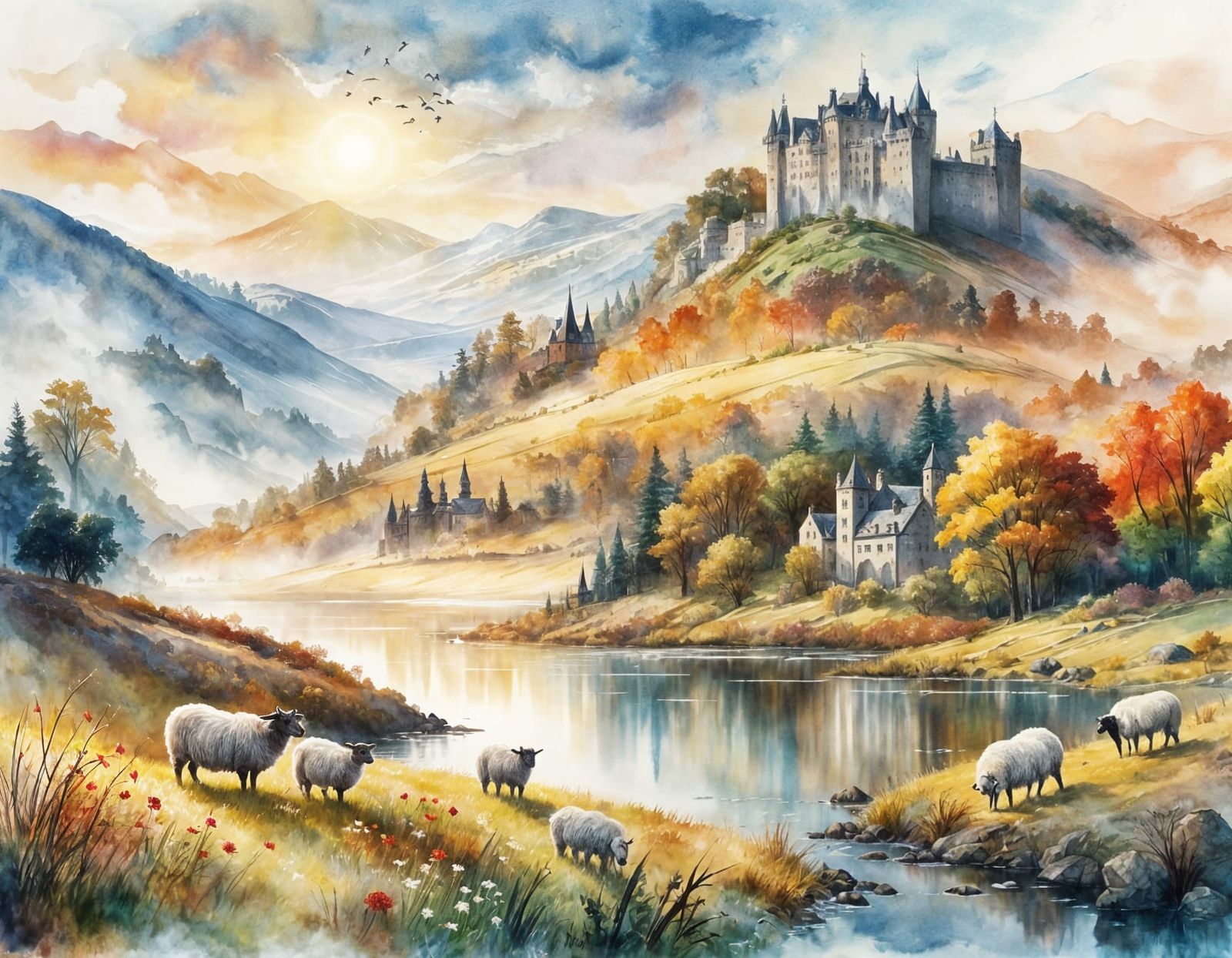 misty autumn morning in Scotland