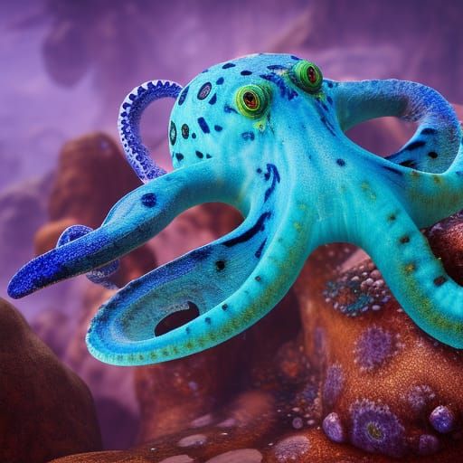Hybrid Octopus Eel Jellyfish in Detailed Matte Painting