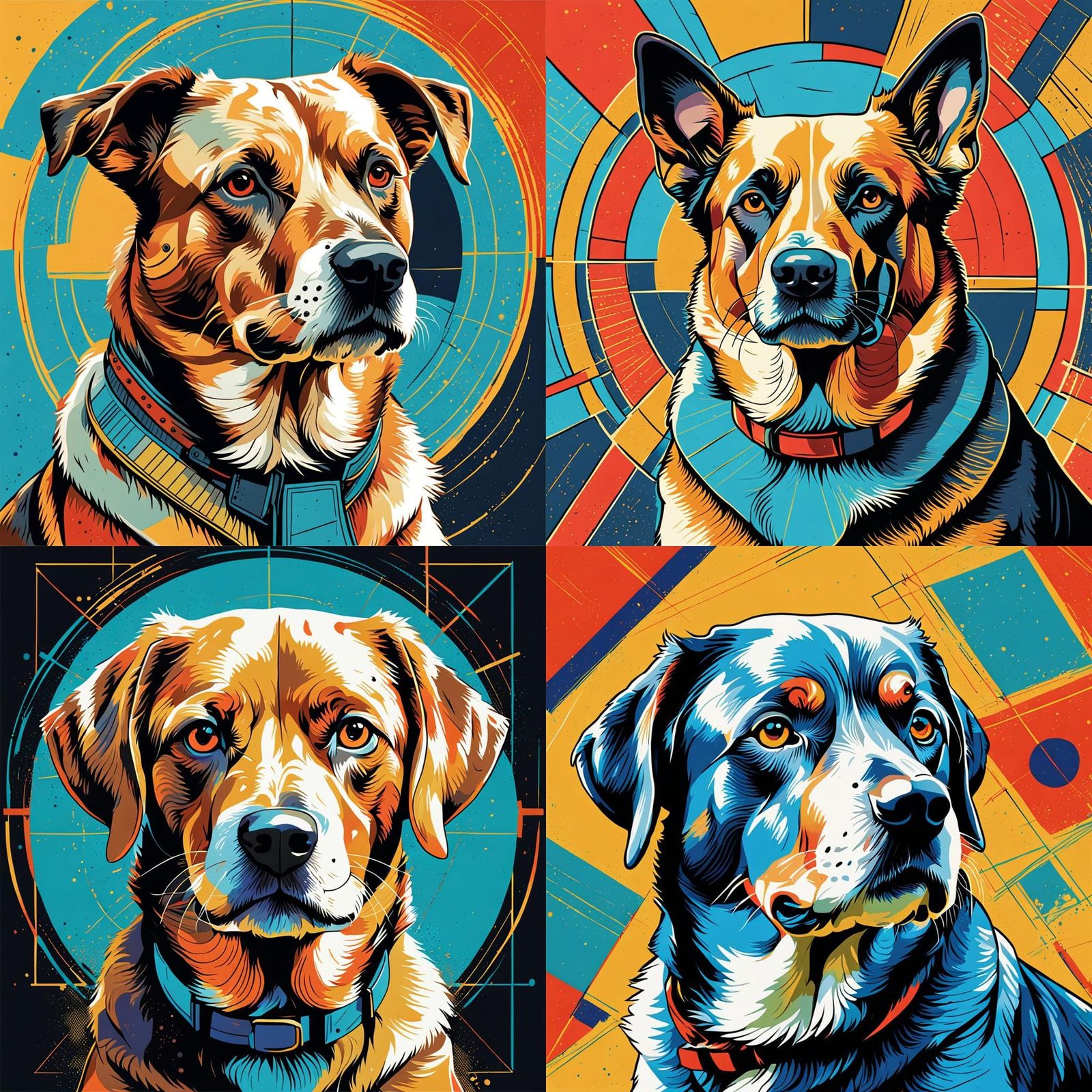 Dog Portrait in Sgraffito Pop Art Style