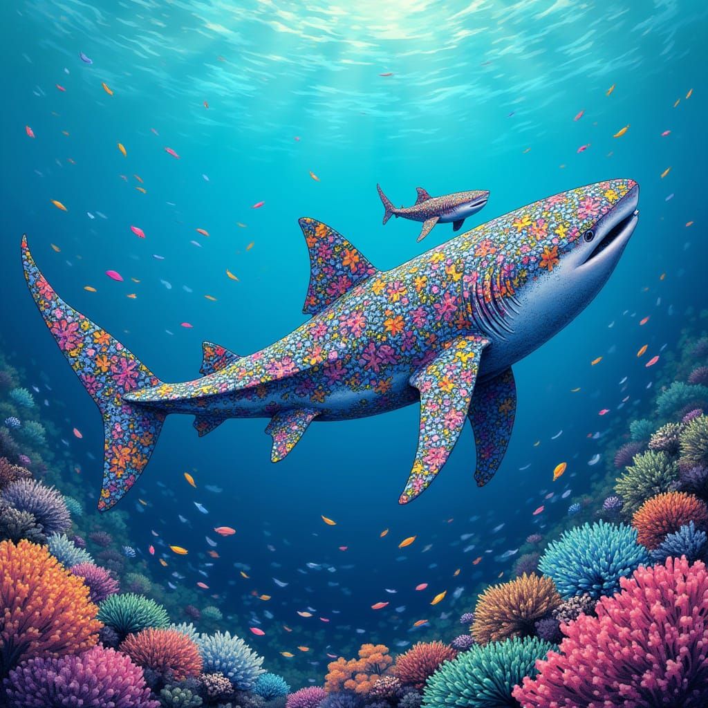 Whale Shark Dance in Maldives, Murakami Style