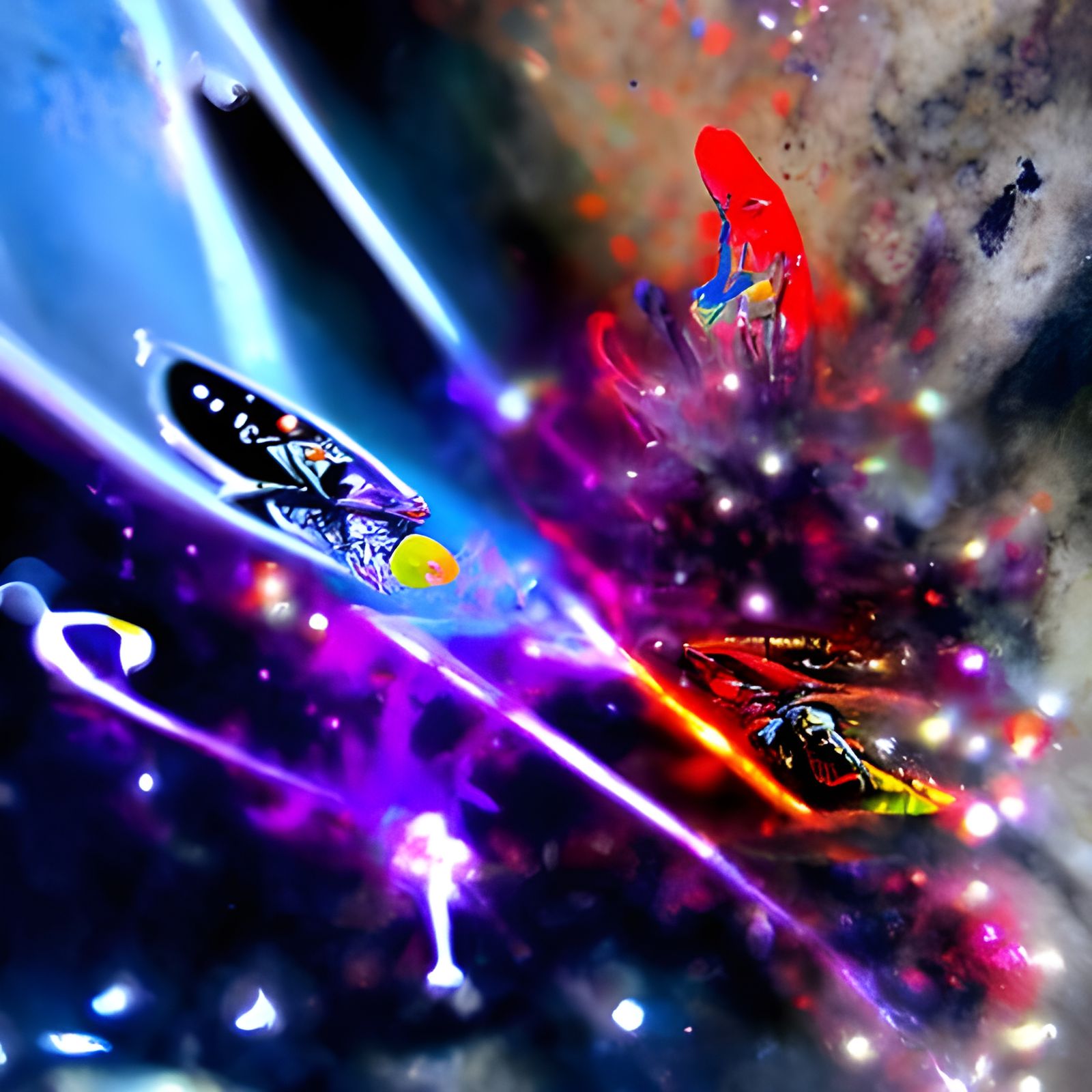 Epic Space Fleet Battle in Holographic Illustration