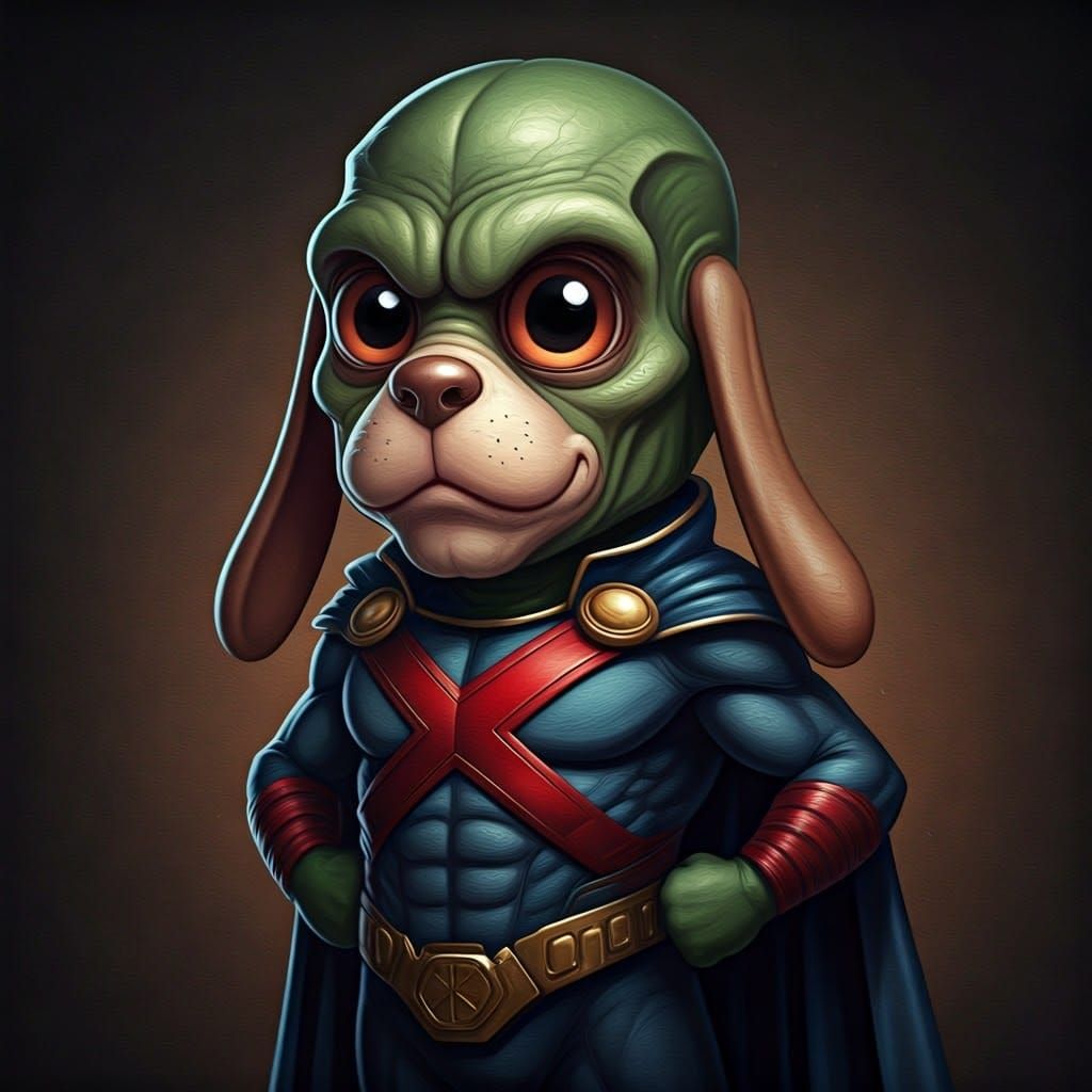 Chibi Martian Manhunter in Oil Painting Style