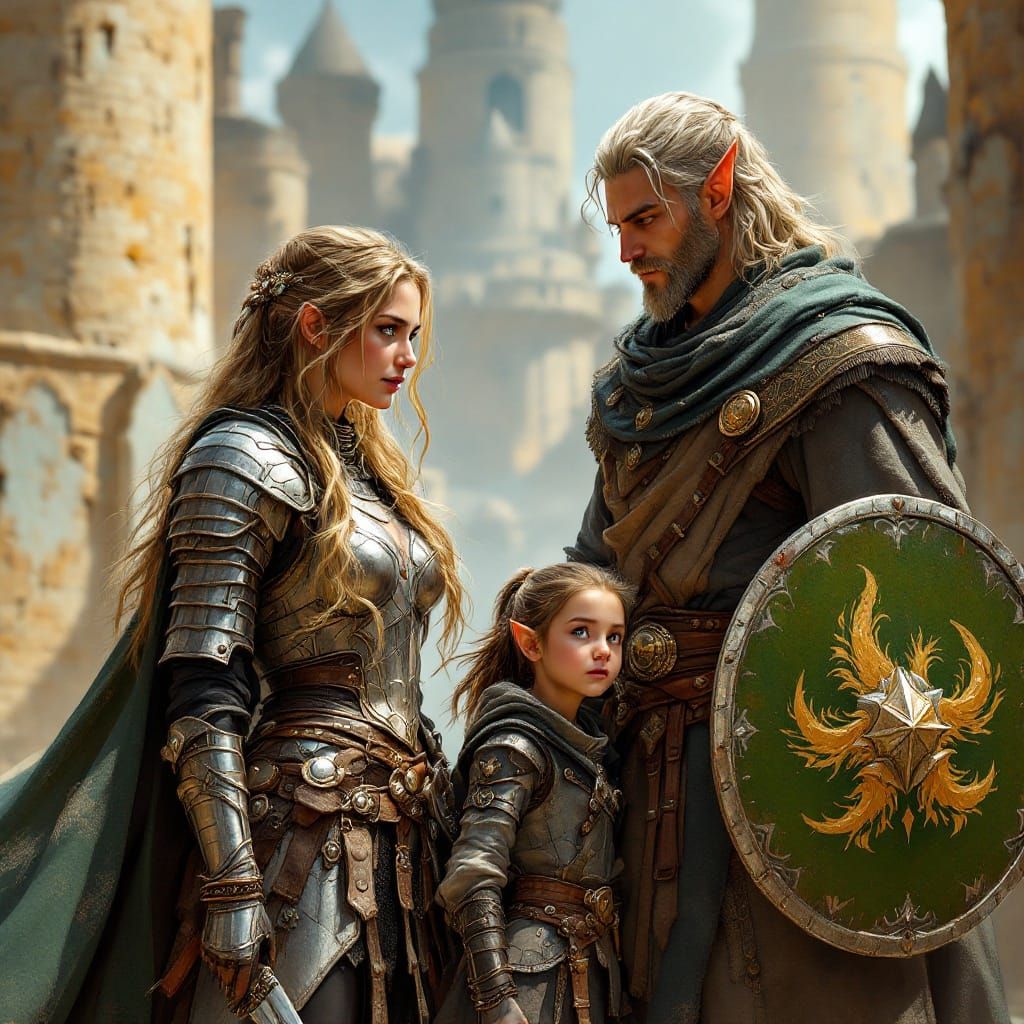 Warrior and Wizard Stand Before Kalaman's Sun-Kissed Walls i...