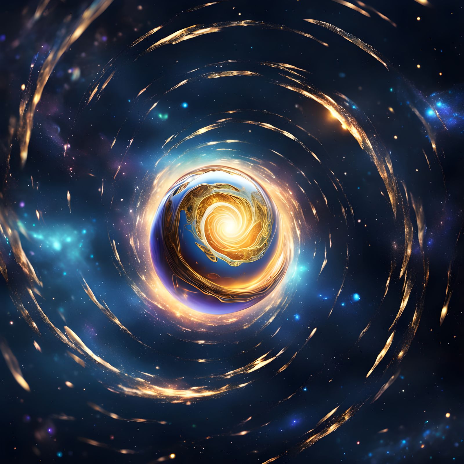 Golden Egg in Ethereal Spiraling Space