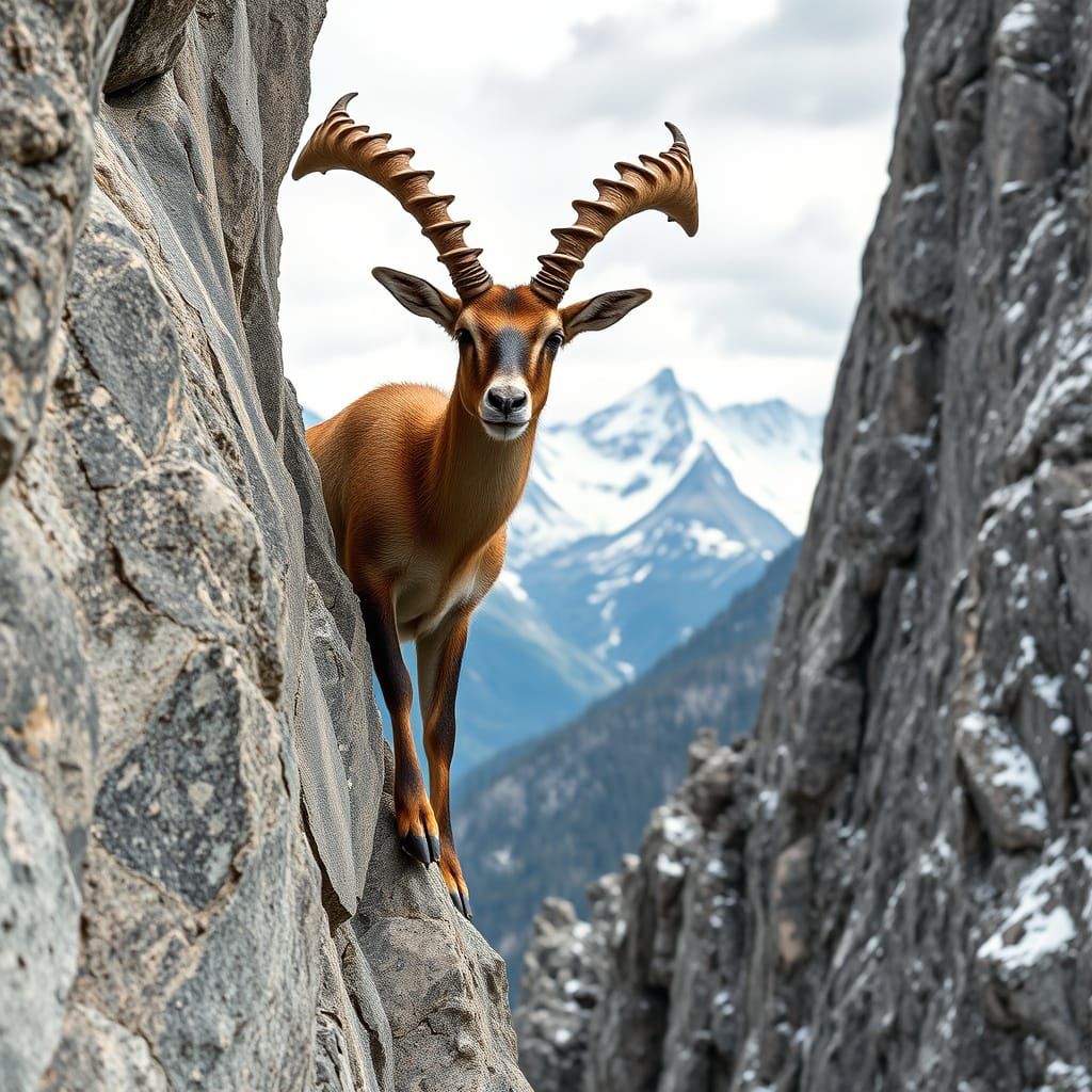 Alpine Ibex on Swiss Alps Cliffs