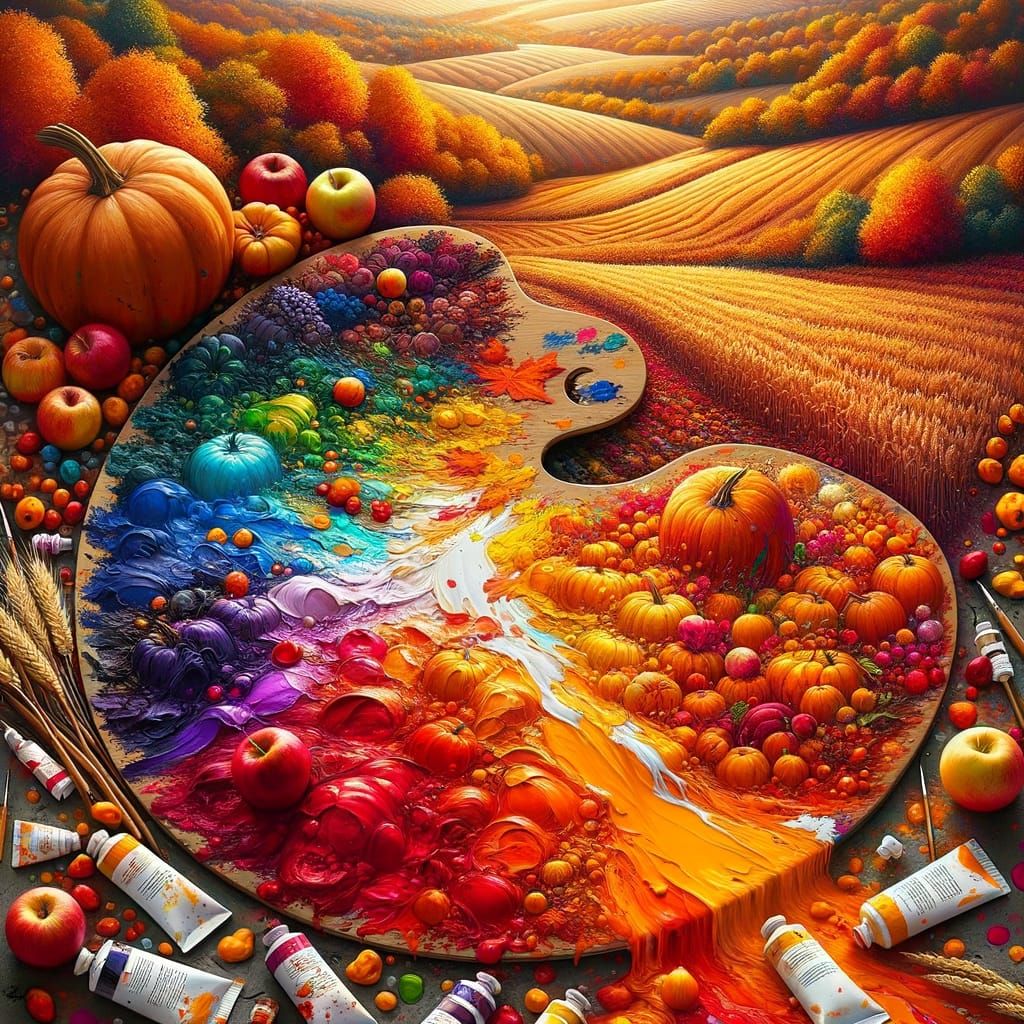 Paints Spill to Create an Autumn Harvest