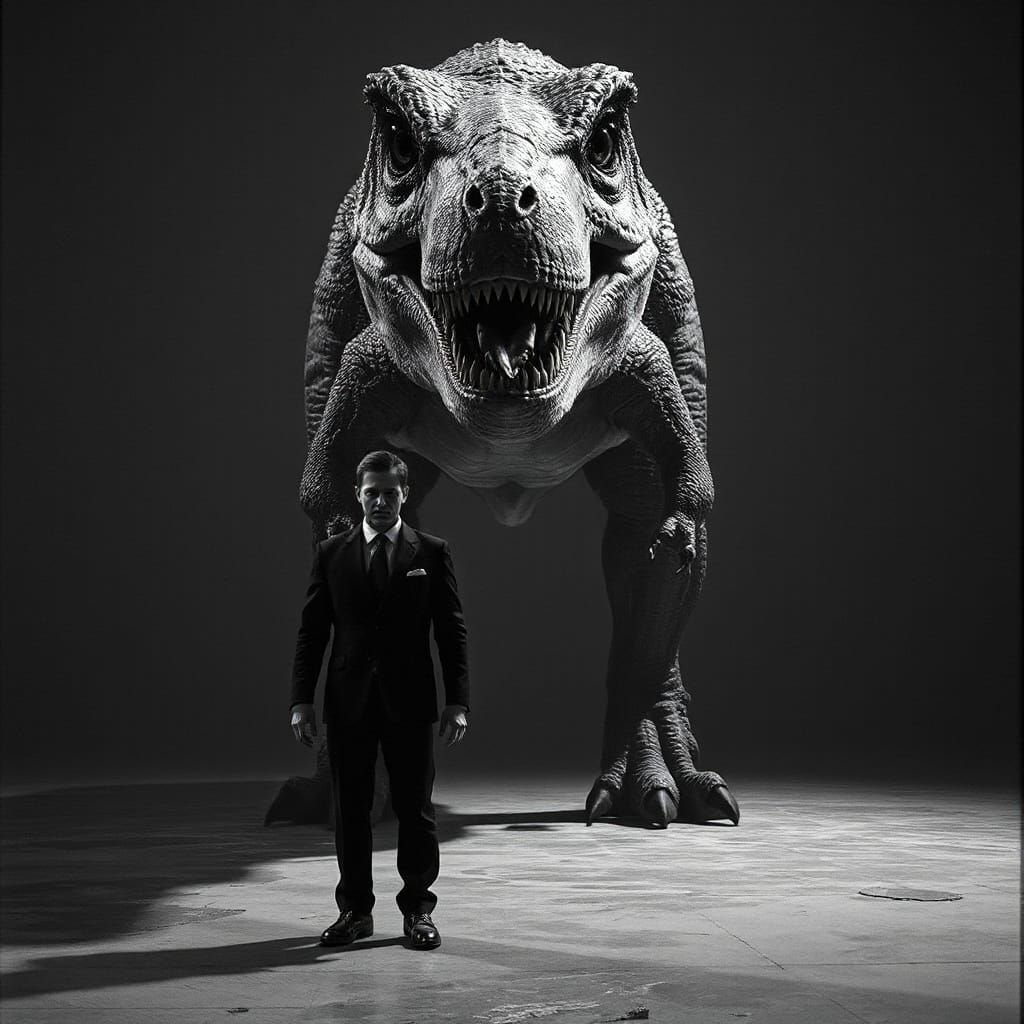 Man Trapped in Dark Room by Life-Sized T. Rex