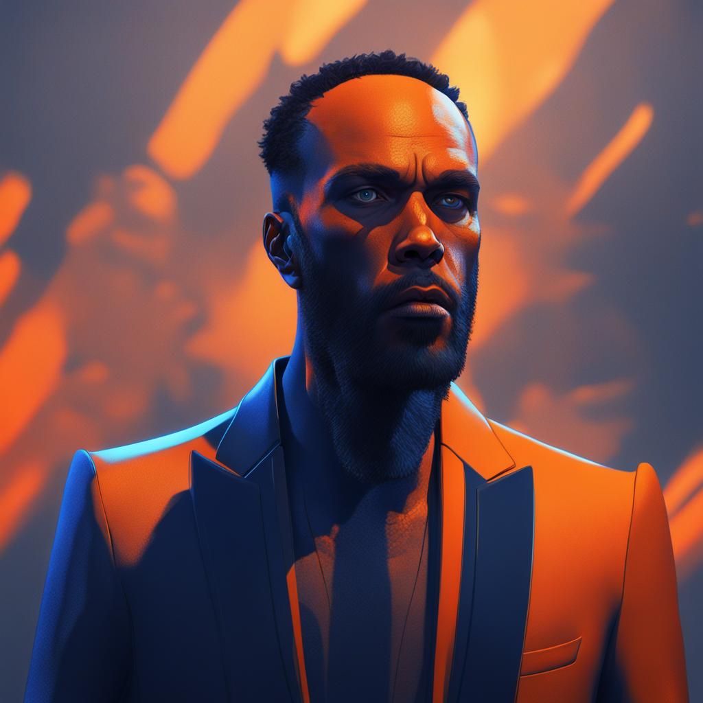 Intimidating Man Portrait in Dark Fantasy Digital Art