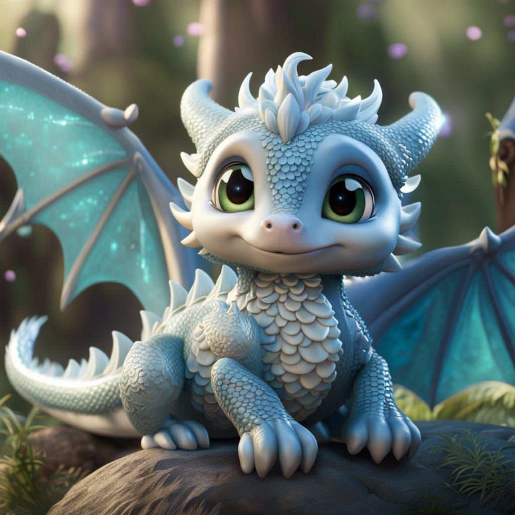 Adorable Sleepy Dragon with Runes, High Quality CGI