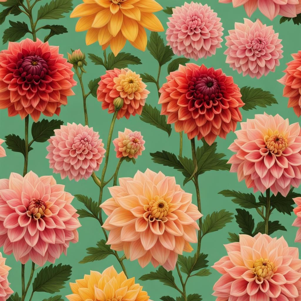 Dahlias in the Style of Wes Anderson