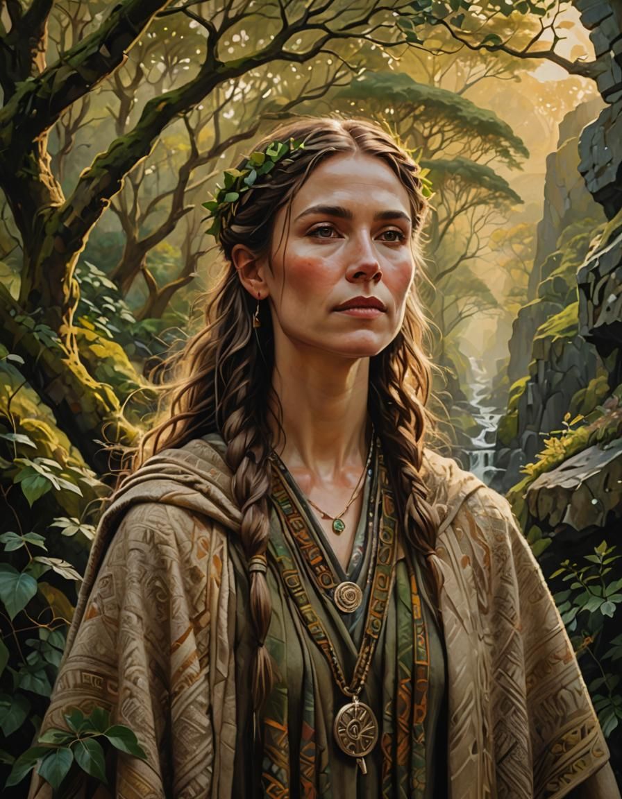 Androgynous Druid Shaman in Academicist Style