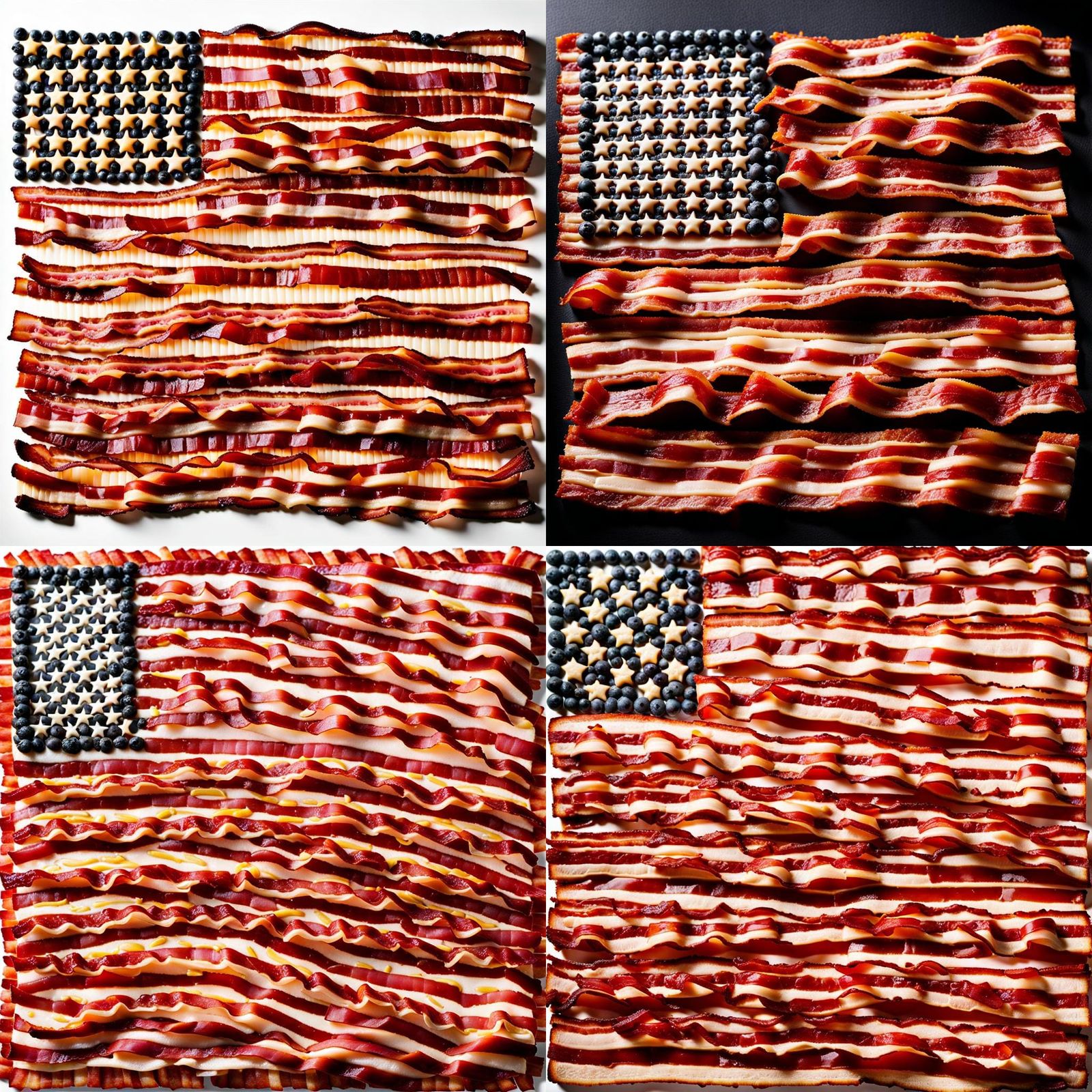 American Flag Made of Sizzling Bacon