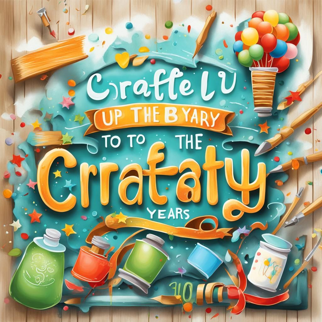 Clean Oil Painted Airbrush Illustration,
Text "Crafty to B today",
Text "Up to the Next 10 Years",
Crafting themed, 
cen...