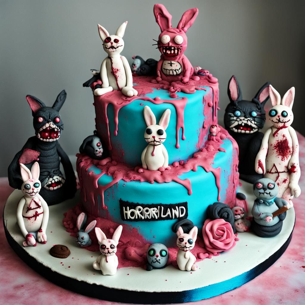 Alice in Horrorland Cake with Zombie Characters
