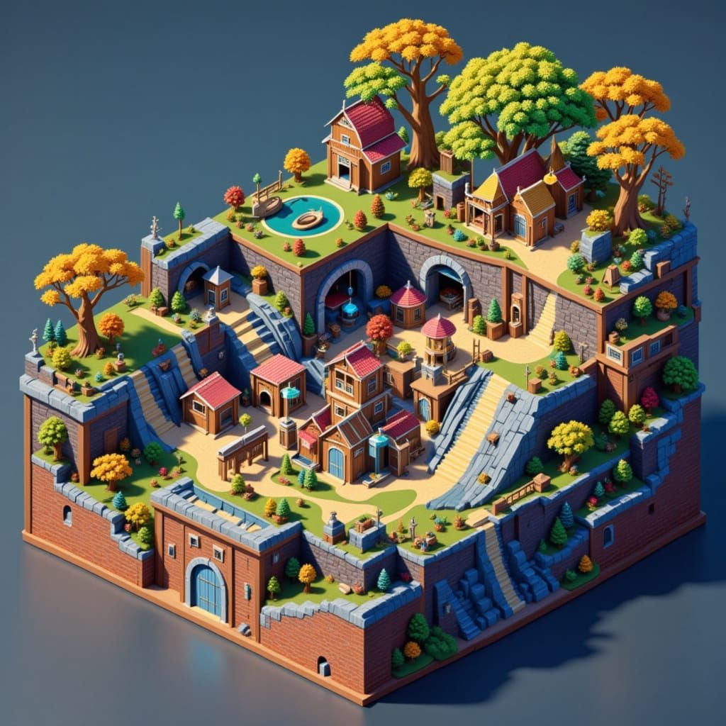 Isometric 3D Board Game Universe Diorama