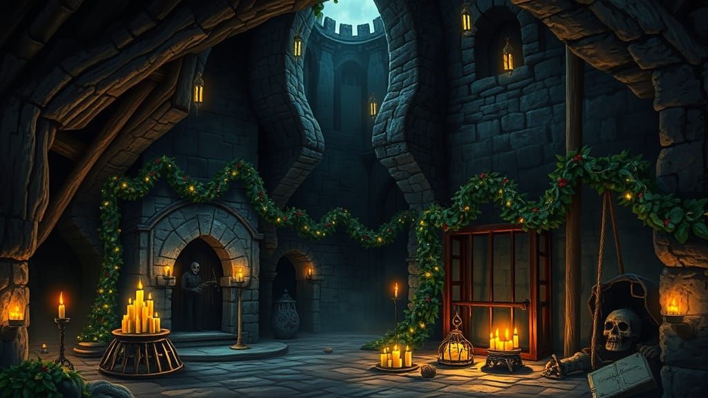 Festive Macabre Christmas in Spooky Crypt