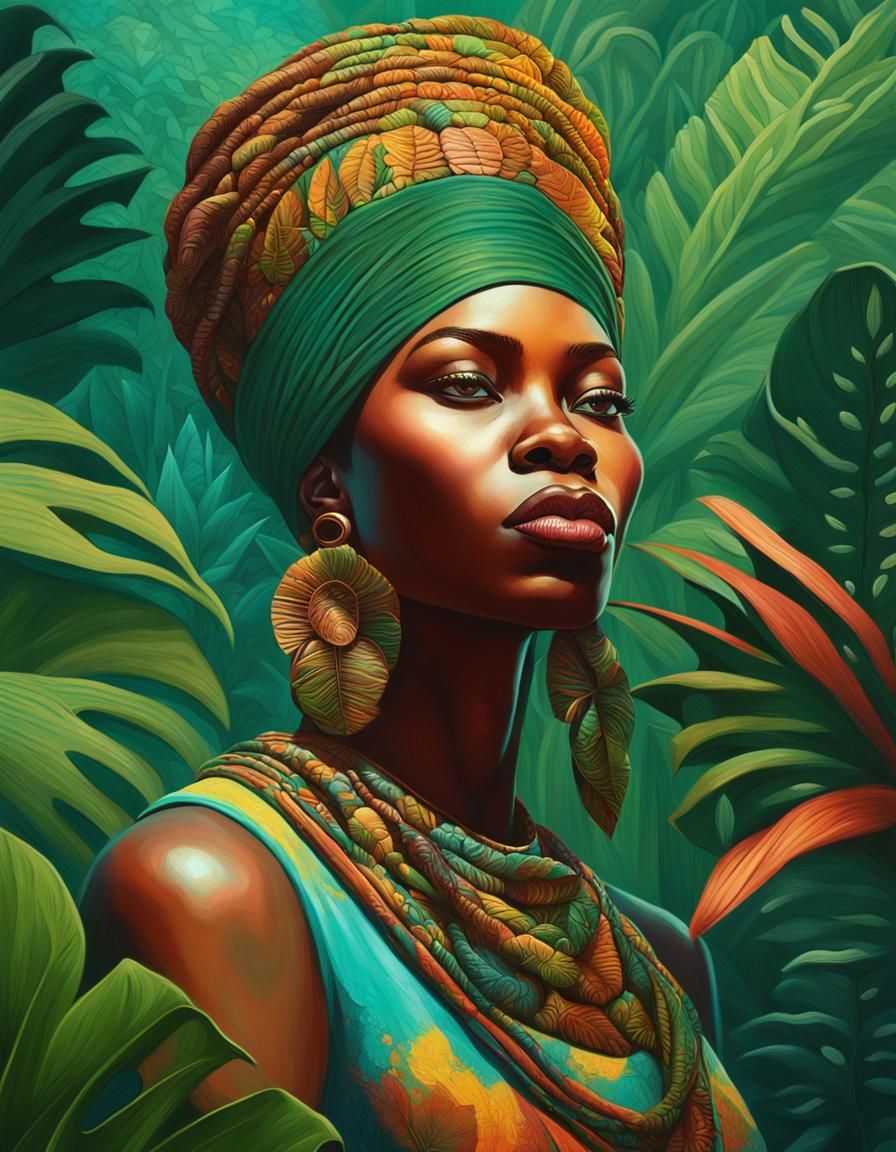 African Princess Portrait in Tretchikoff Style